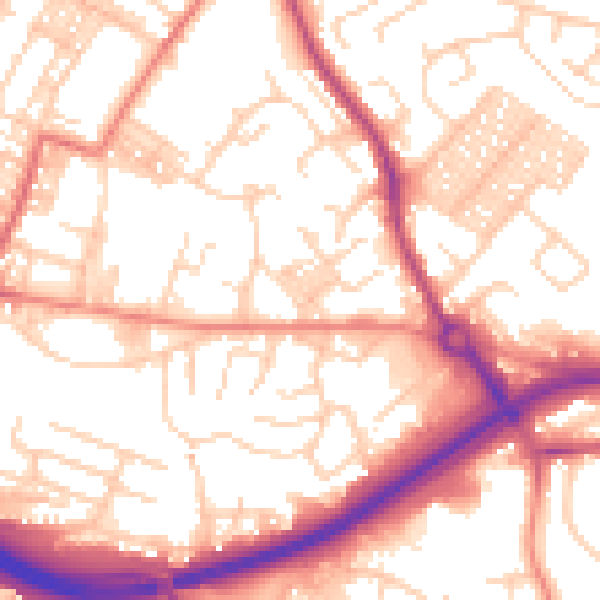 Daytime road noise heatmap for LS13 3AE