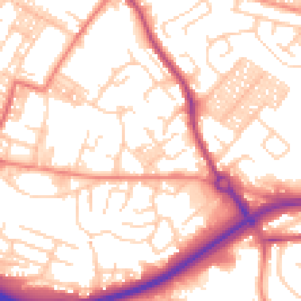 Daytime road noise heatmap for LS13 3AF