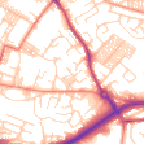 Daytime road noise heatmap for LS13 3AG