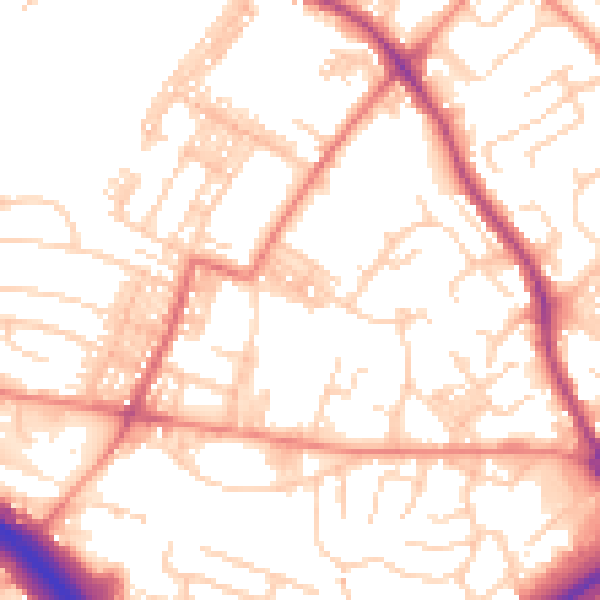 Daytime road noise heatmap for LS13 3AN