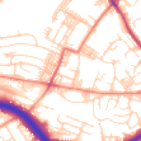 Daytime road noise heatmap for LS13 3BE