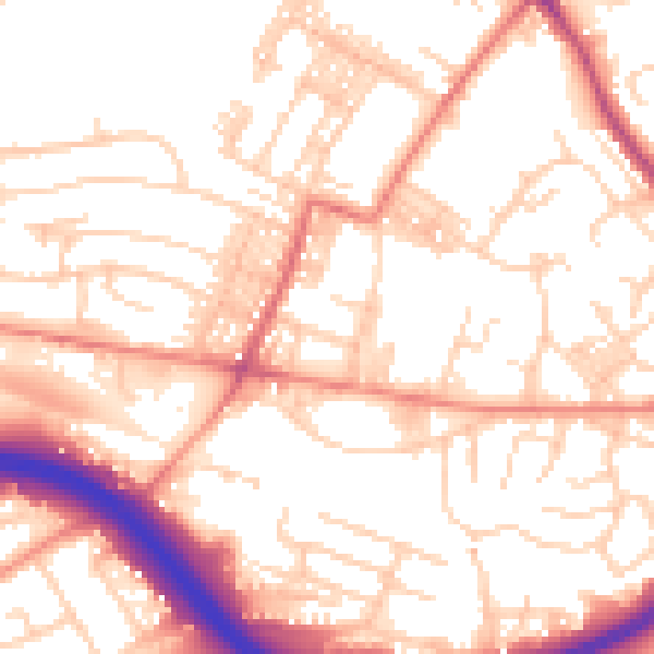 Daytime road noise heatmap for LS13 3BH
