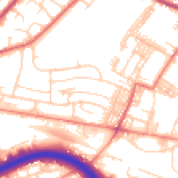 Daytime road noise heatmap for LS13 3BL