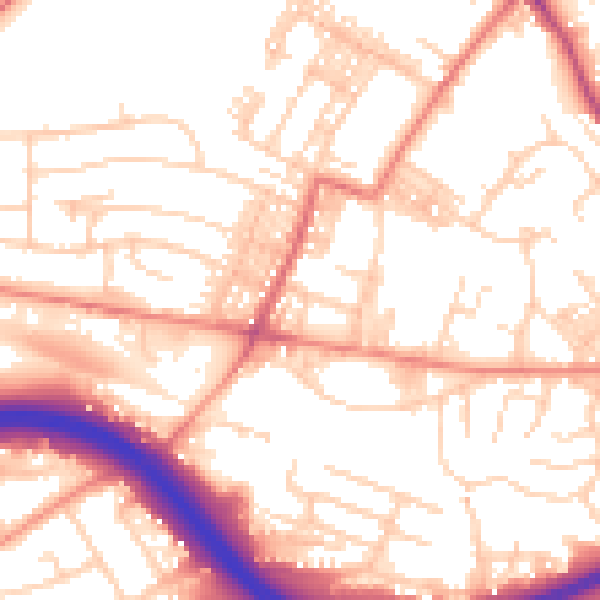 Daytime road noise heatmap for LS13 3BP