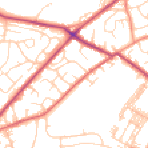 Daytime road noise heatmap for LS13 3DE