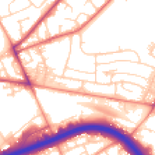 Daytime road noise heatmap for LS13 3DY