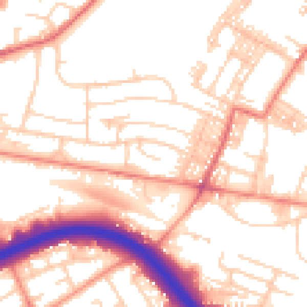 Daytime road noise heatmap for LS13 3ED