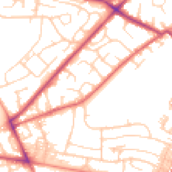 Daytime road noise heatmap for LS13 3ES
