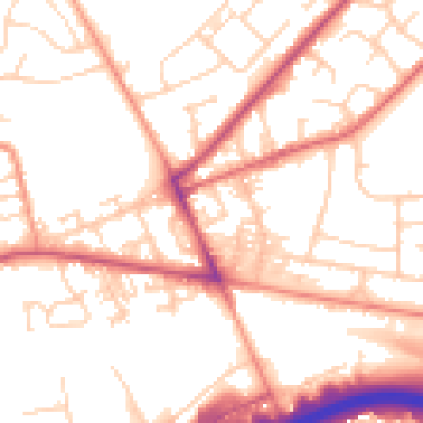 Daytime road noise heatmap for LS13 3HF