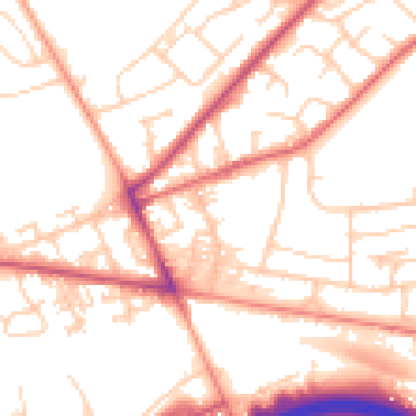 Daytime road noise heatmap for LS13 3HP