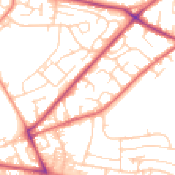 Daytime road noise heatmap for LS13 3JG