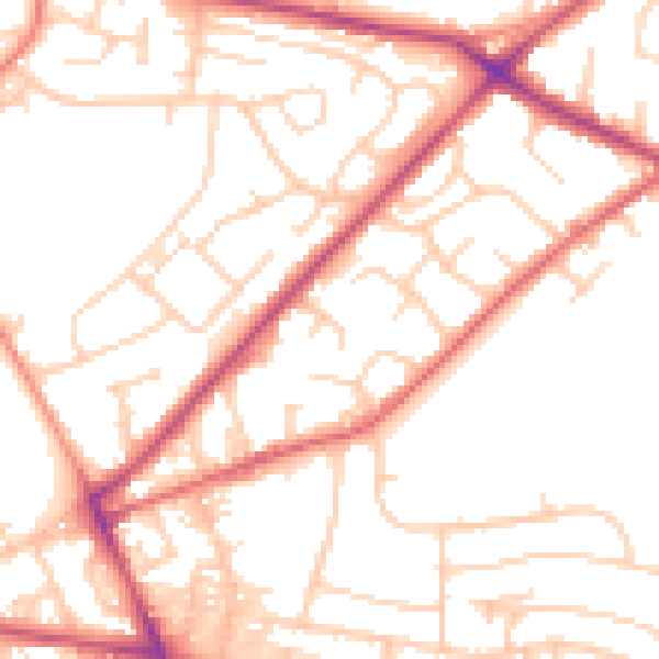 Daytime road noise heatmap for LS13 3JQ