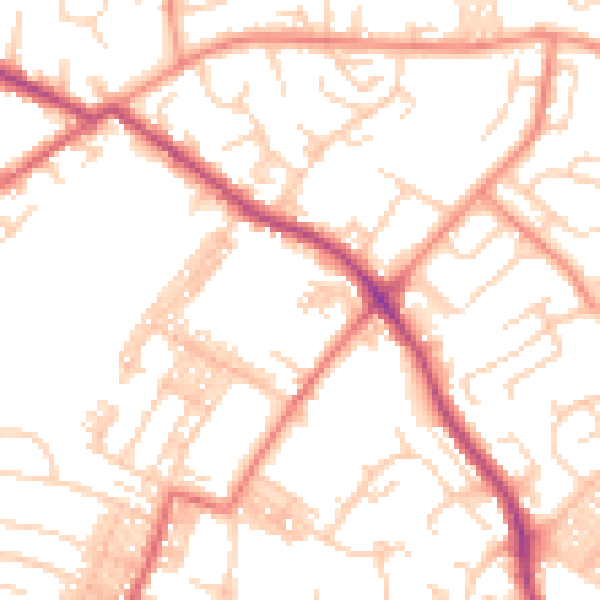 Daytime road noise heatmap for LS13 3JR