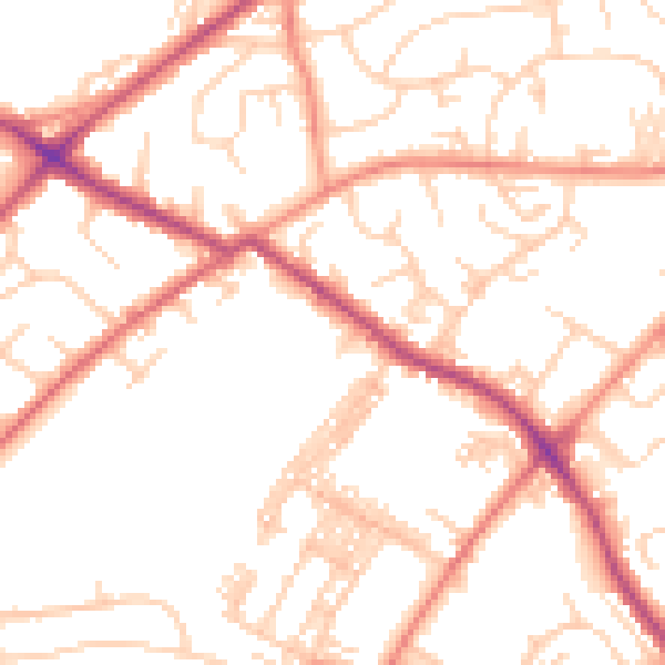 Daytime road noise heatmap for LS13 3JZ