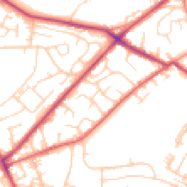 Daytime road noise heatmap for LS13 3LH