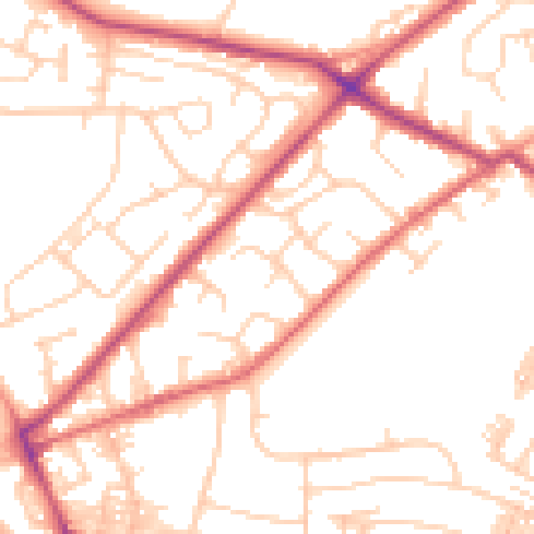 Daytime road noise heatmap for LS13 3LJ