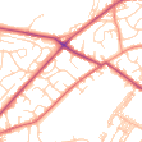 Daytime road noise heatmap for LS13 3LR