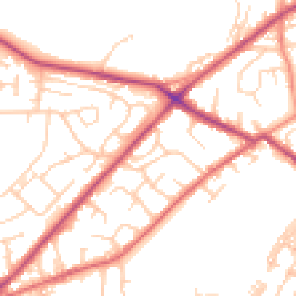 Daytime road noise heatmap for LS13 3LT