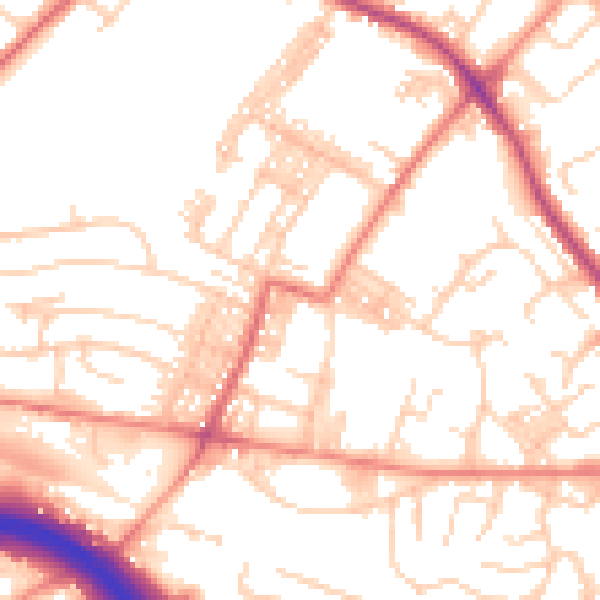 Daytime road noise heatmap for LS13 3QZ
