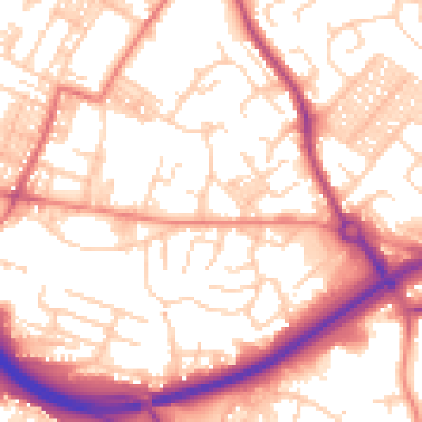 Daytime road noise heatmap for LS13 3RE