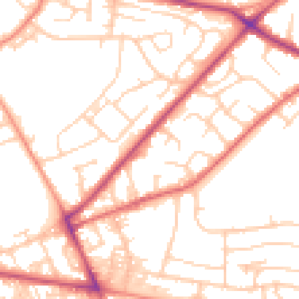 Daytime road noise heatmap for LS13 3SJ