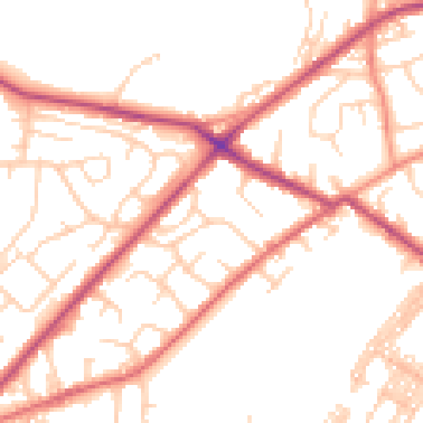 Daytime road noise heatmap for LS13 3SL