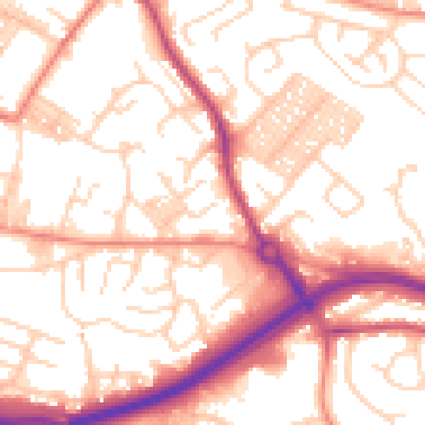 Daytime road noise heatmap for LS13 3ST