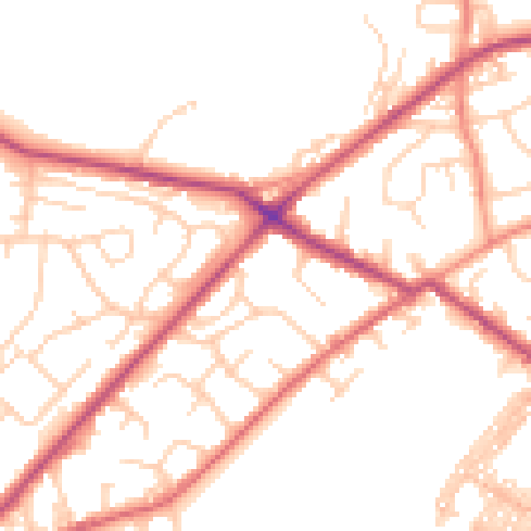 Daytime road noise heatmap for LS13 3SW