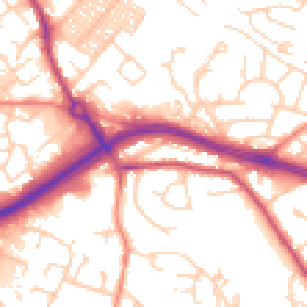 Daytime road noise heatmap for LS13 4AL