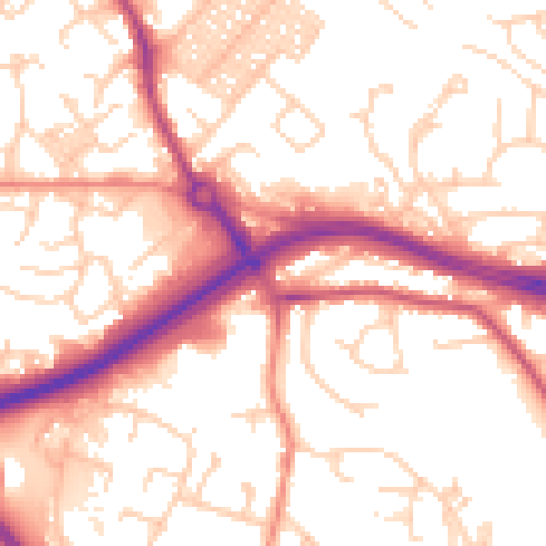 Daytime road noise heatmap for LS13 4AQ