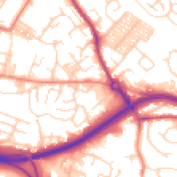 Daytime road noise heatmap for LS13 4BG