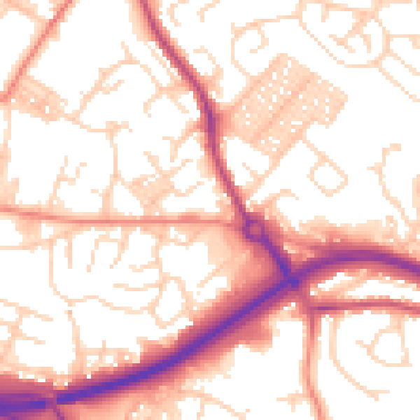 Daytime road noise heatmap for LS13 4BN