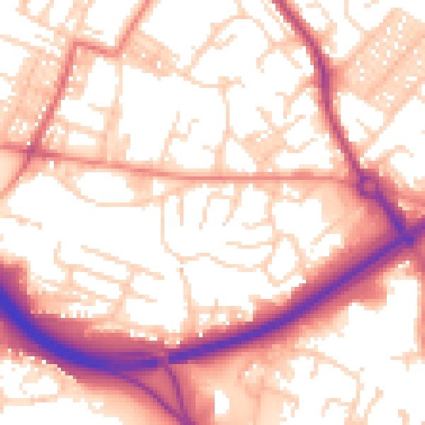 Daytime road noise heatmap for LS13 4BU
