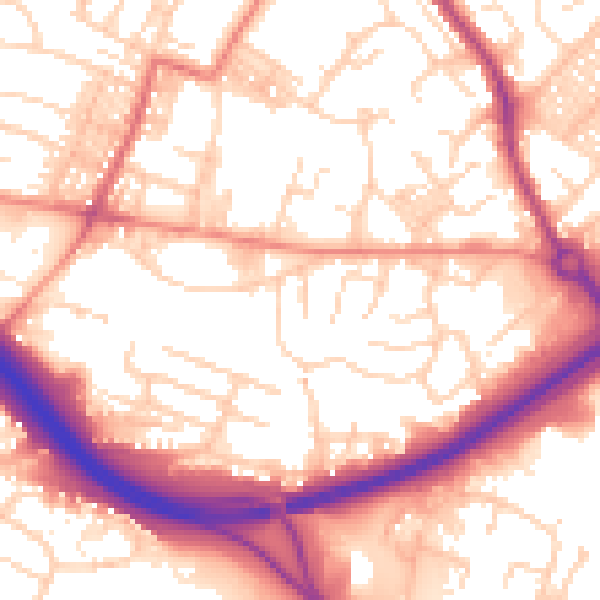 Daytime road noise heatmap for LS13 4BX