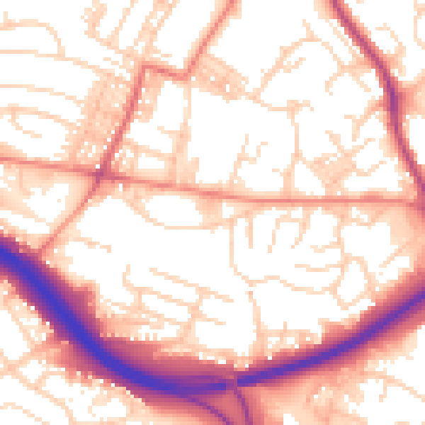 Daytime road noise heatmap for LS13 4DE