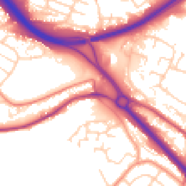 Daytime road noise heatmap for LS13 4HU
