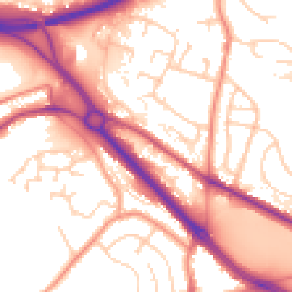Daytime road noise heatmap for LS13 4HW
