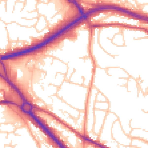 Daytime road noise heatmap for LS13 4JR