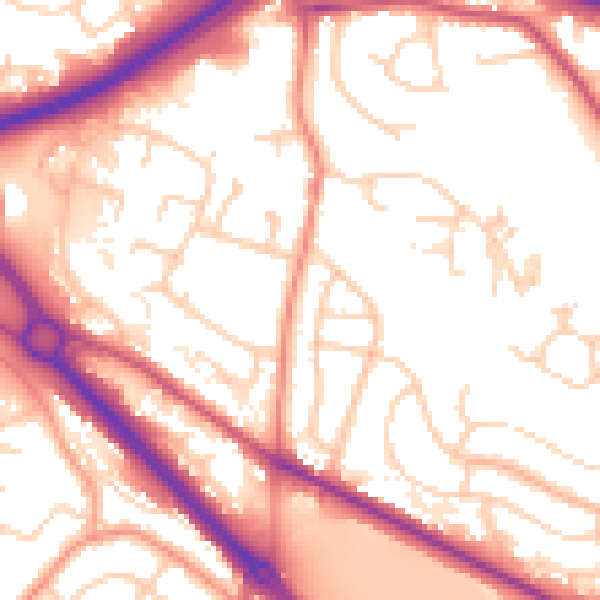 Daytime road noise heatmap for LS13 4JW