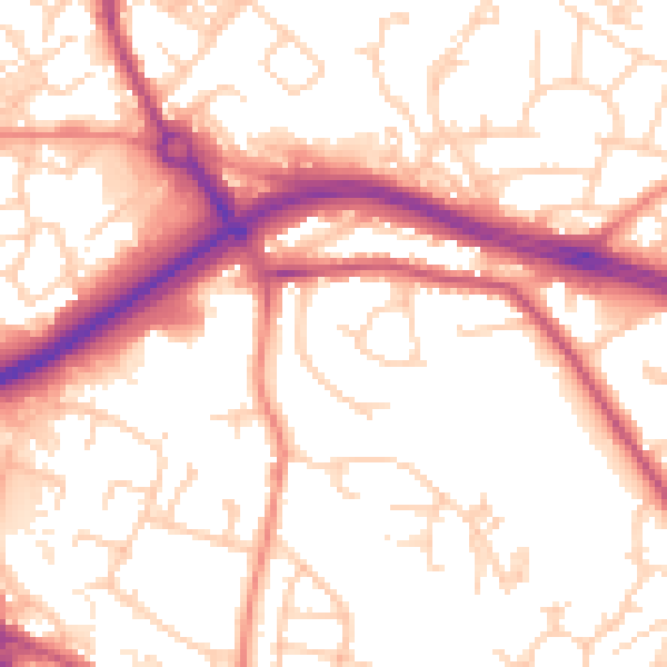 Daytime road noise heatmap for LS13 4LB