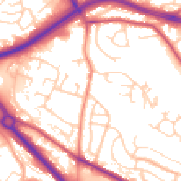 Daytime road noise heatmap for LS13 4LH