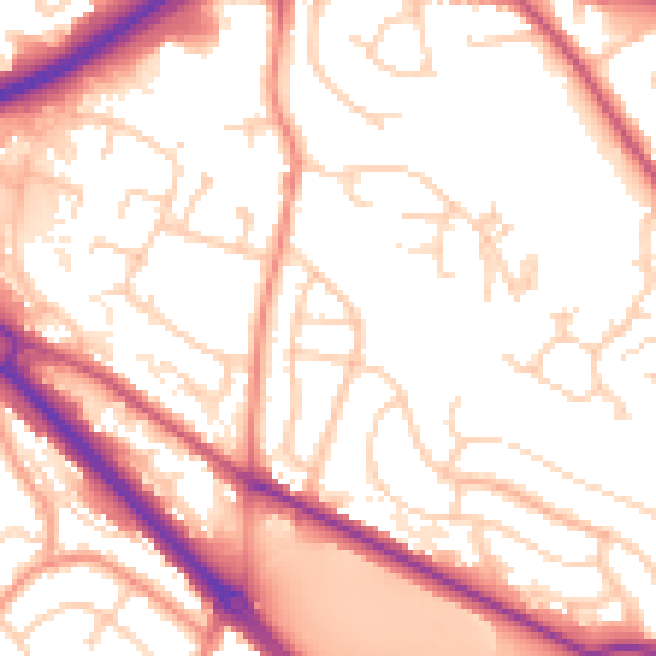 Daytime road noise heatmap for LS13 4LN