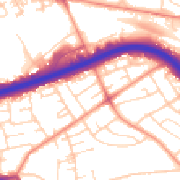 Daytime road noise heatmap for LS13 4NL