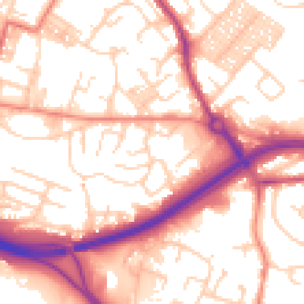 Daytime road noise heatmap for LS13 4RY
