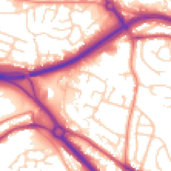 Daytime road noise heatmap for LS13 4SY