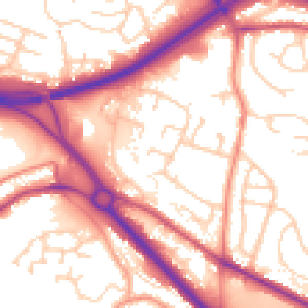Daytime road noise heatmap for LS13 4TD