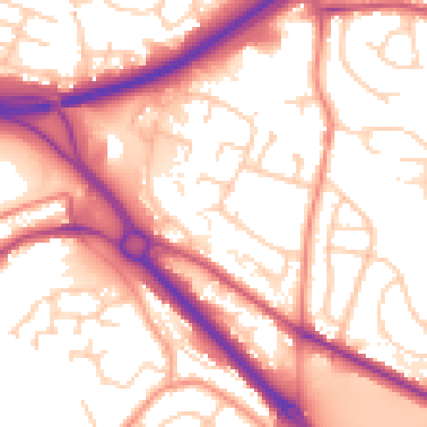 Daytime road noise heatmap for LS13 4TP