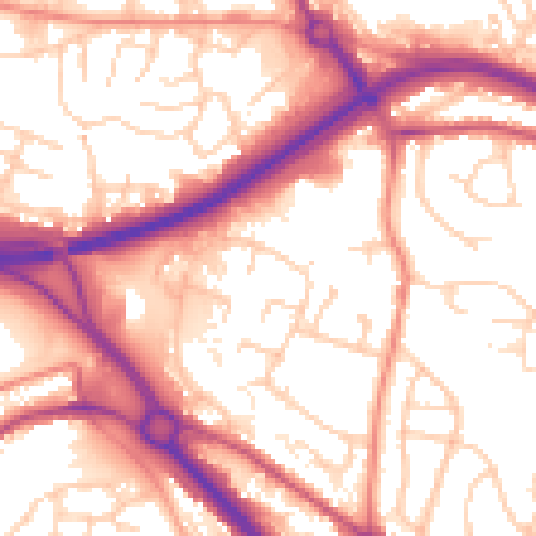Daytime road noise heatmap for LS13 4TQ