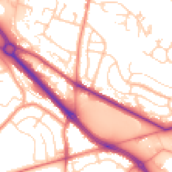 Daytime road noise heatmap for LS13 4UA