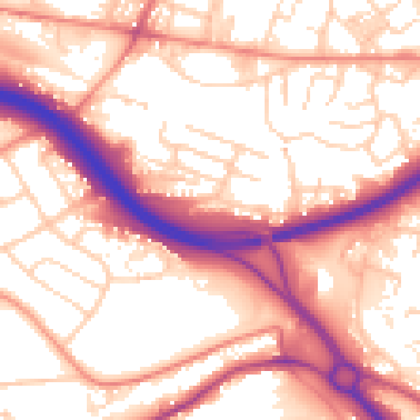 Daytime road noise heatmap for LS13 4UB
